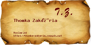 Thomka Zakária névjegykártya